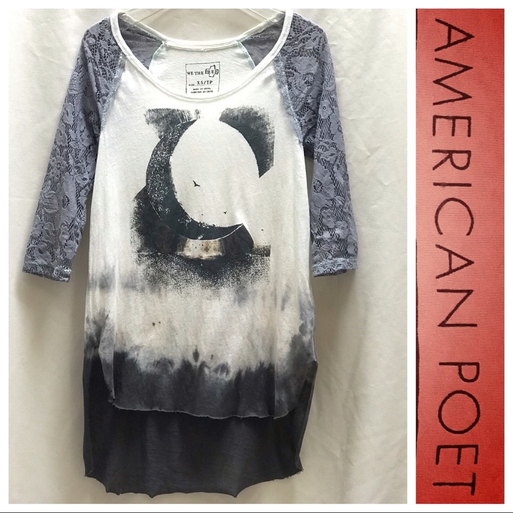 Free People✨reNEW’d🎨 Lace & Tie Dye Graphic TOP